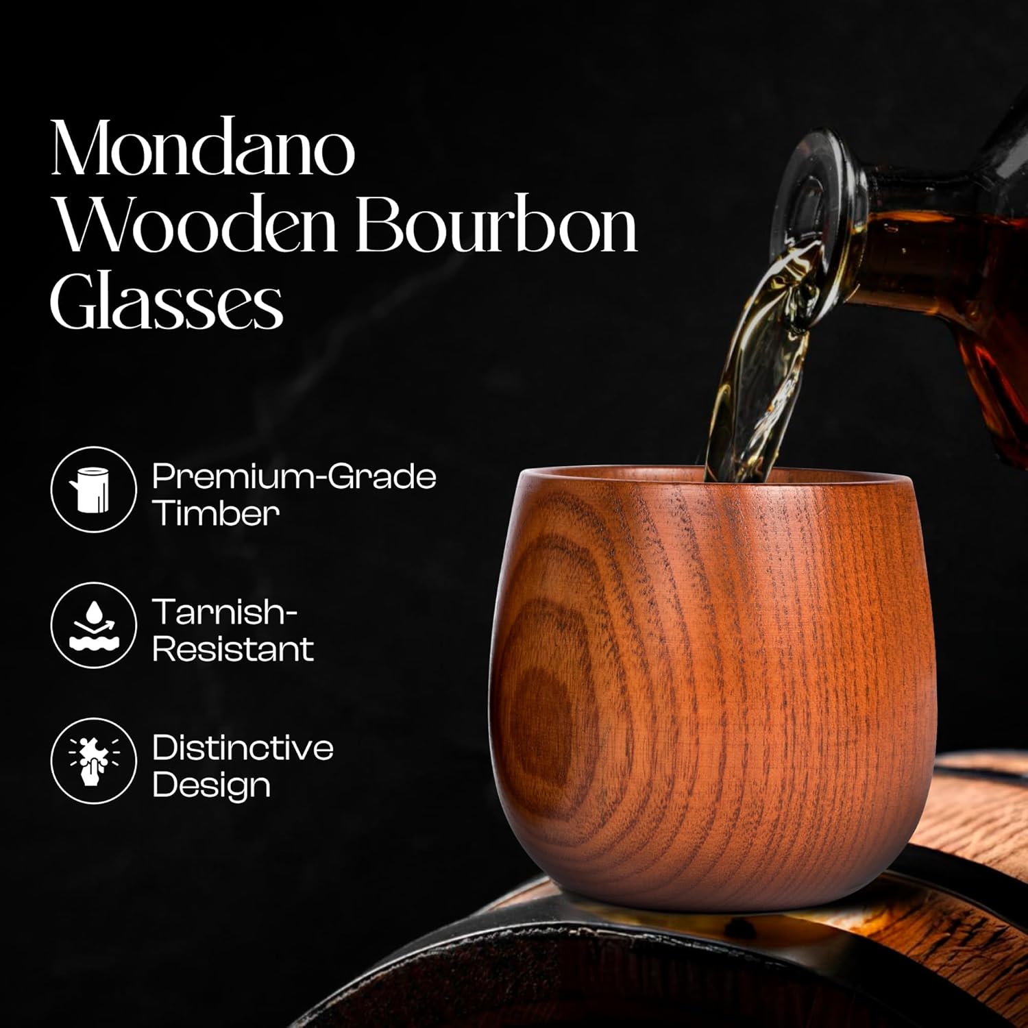 Mondano Wooden Bourbon Glasses Set of 2