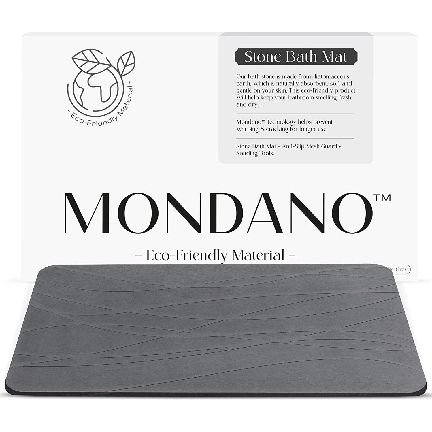MONDANO™ Diatomaceous Earth Stone Bath Mat - Graphite Grey