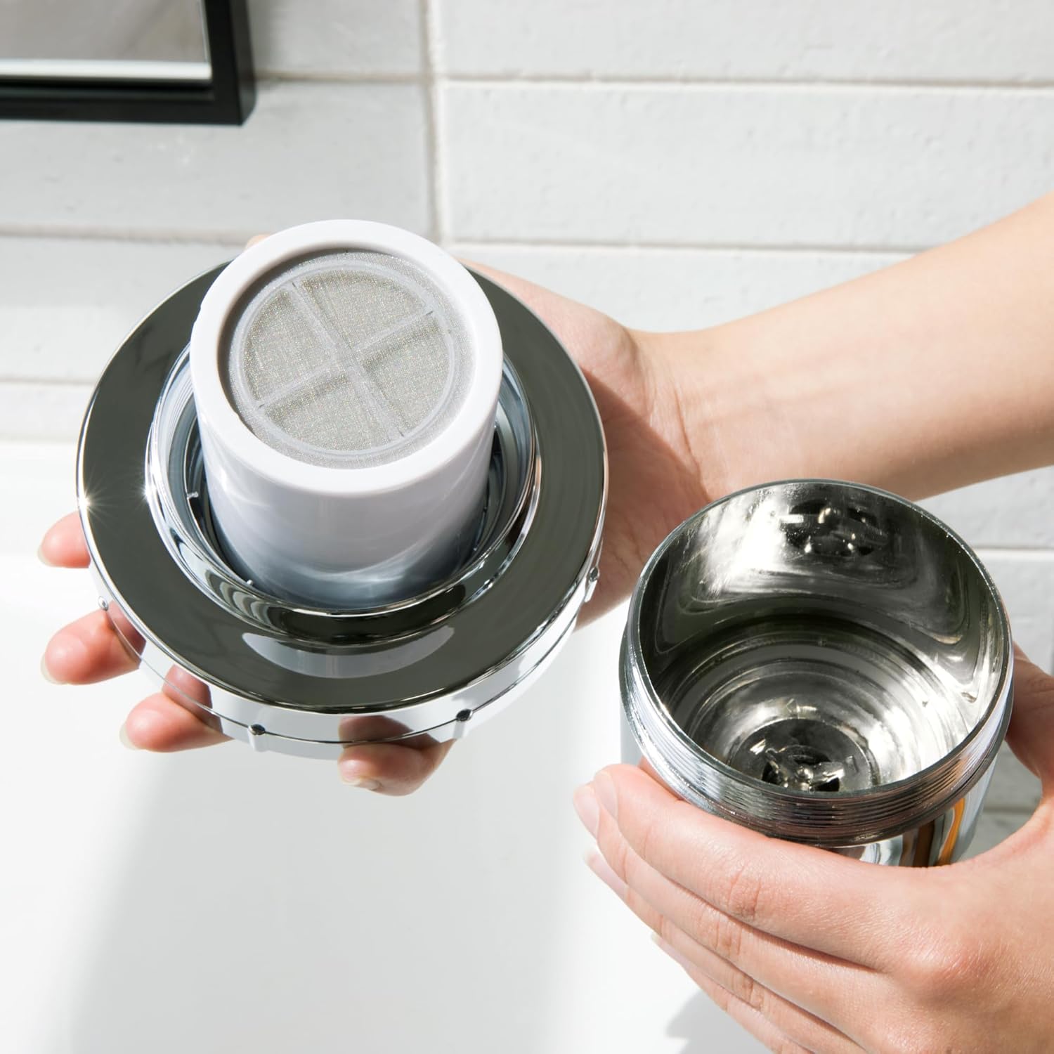 Shower Filter Replacement, Shower Head Filter for Hard Water to Remove Impurities for Healthier Hair, Scalp & Skin - 90 Day Use