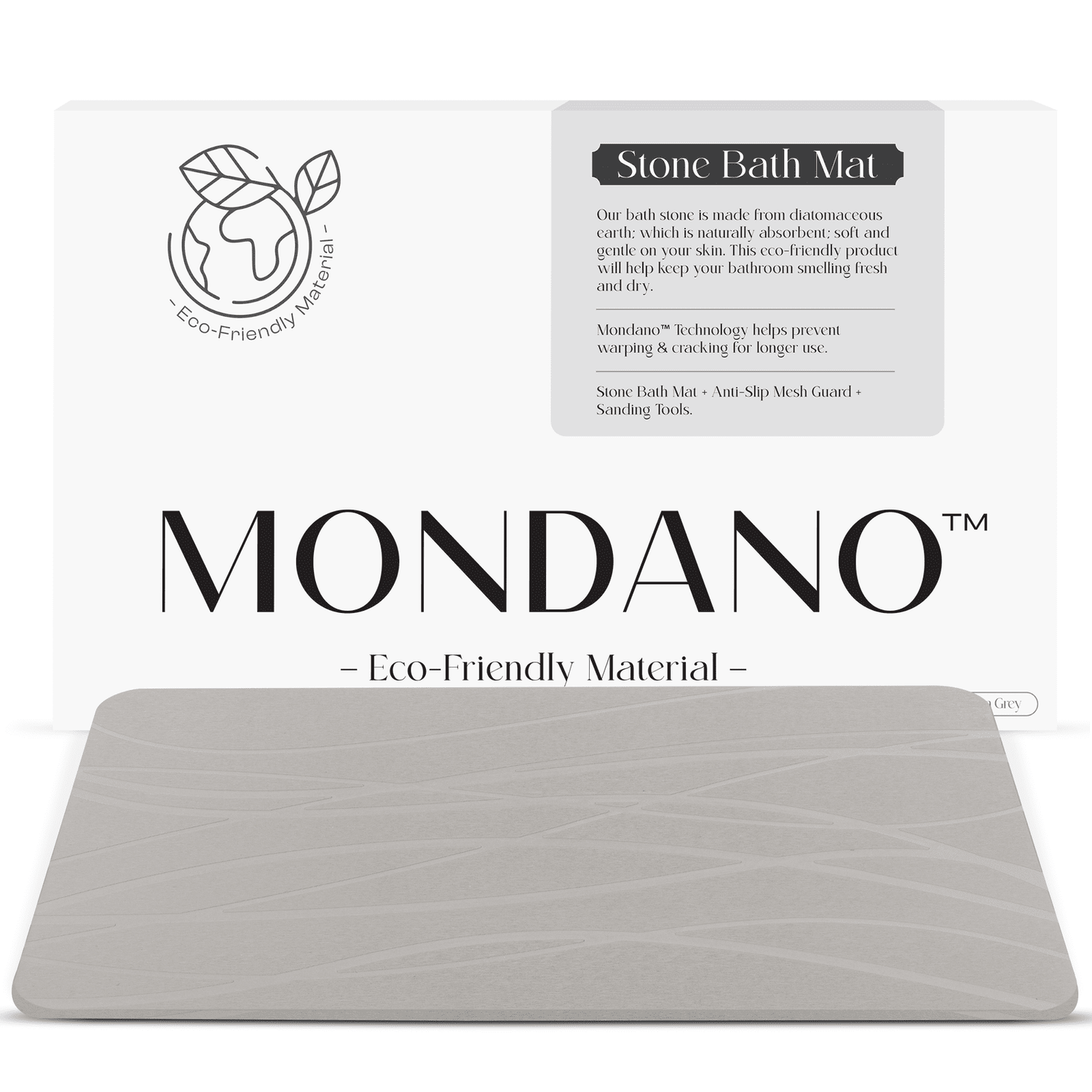 MONDANO™ Diatomaceous Earth Stone Bath Mat - Carbon Grey