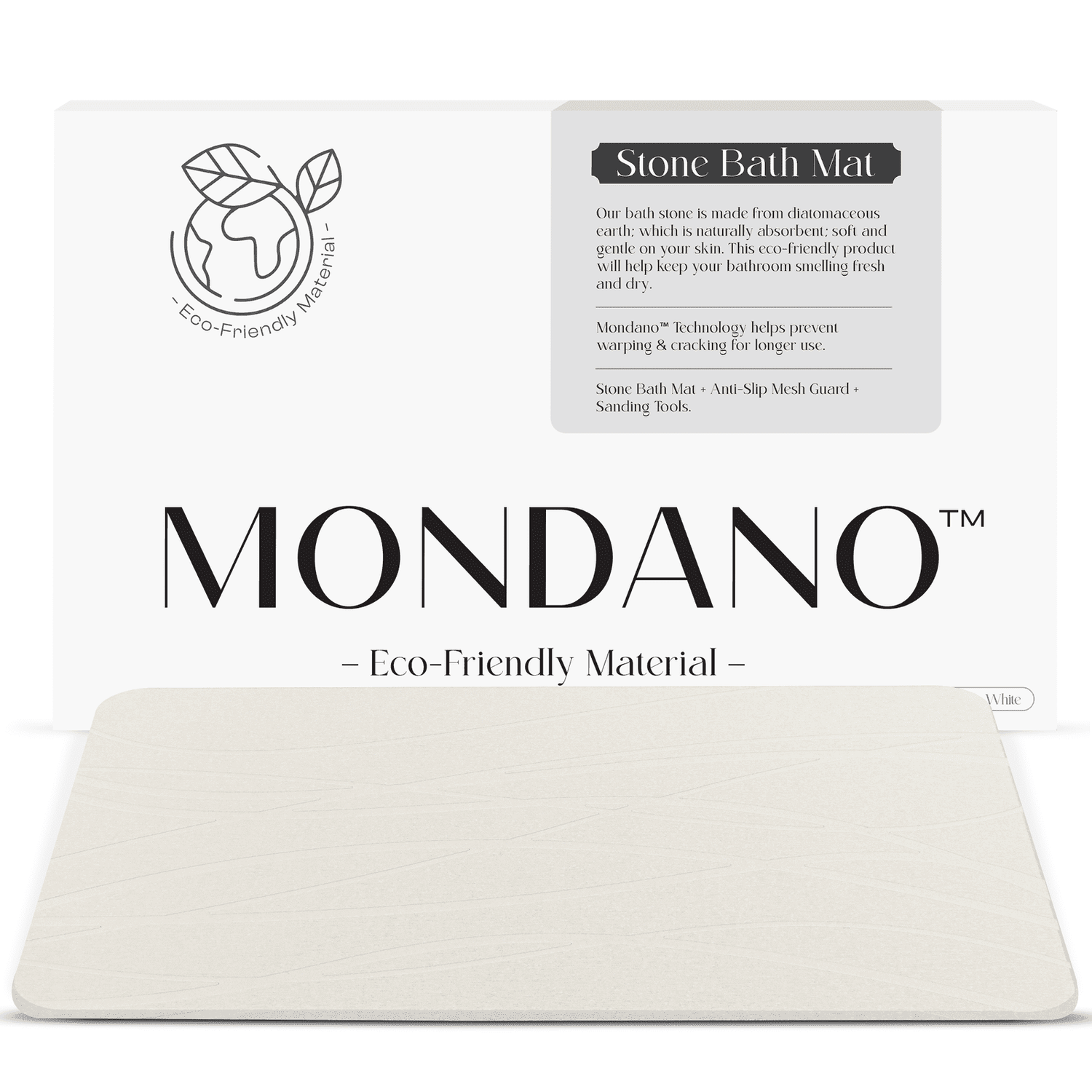 Diatomaceous Earth Stone Bath Mat - Pebble White