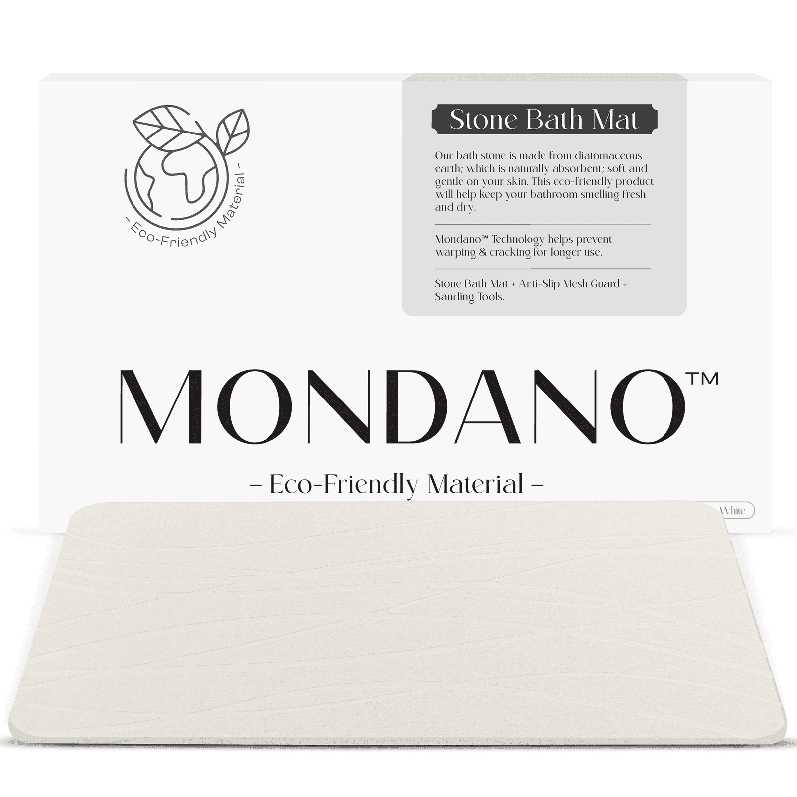 Diatomaceous Earth Stone Bath Mat - Pebble White