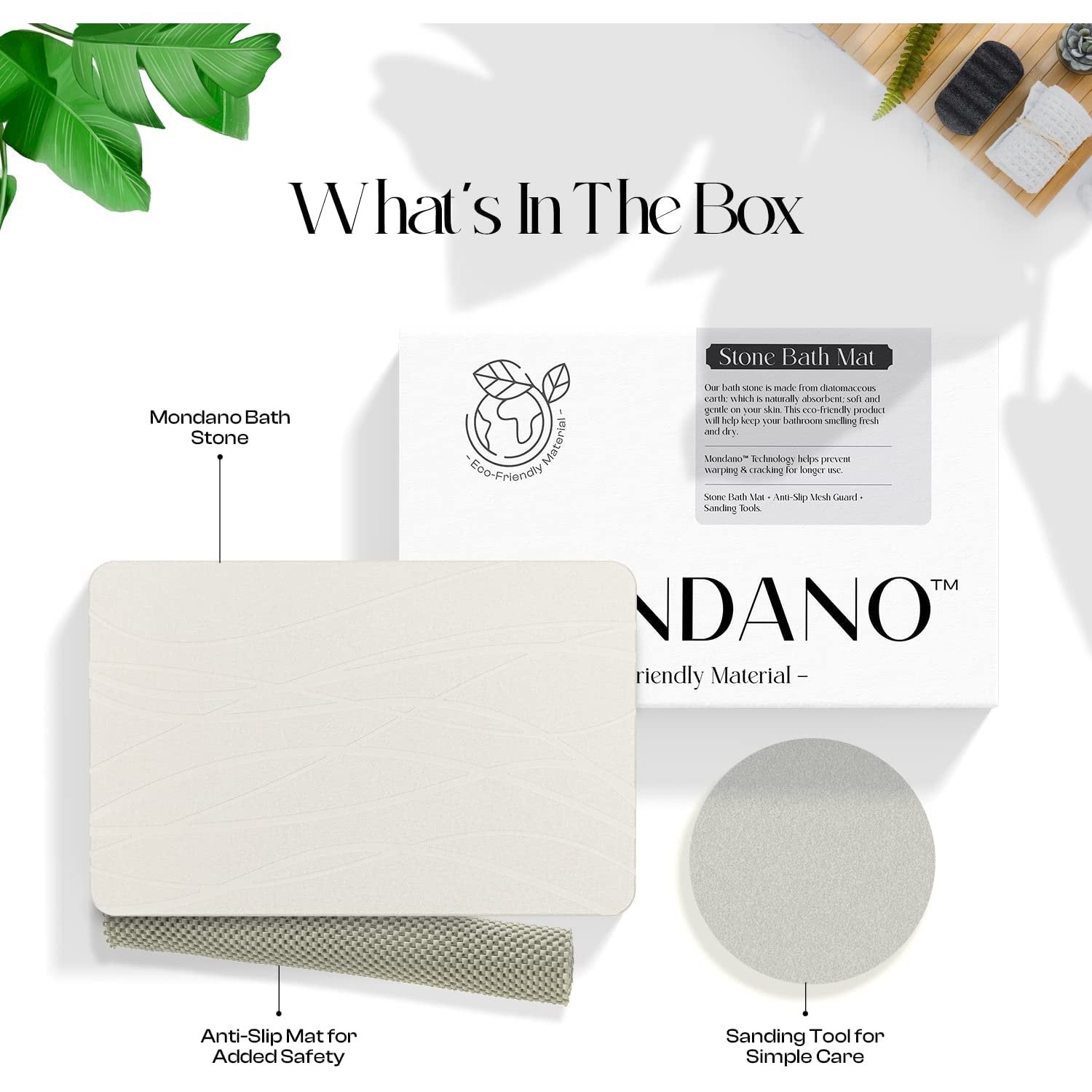MONDANO™ Diatomaceous Earth Stone Bath Mat - Pebble White