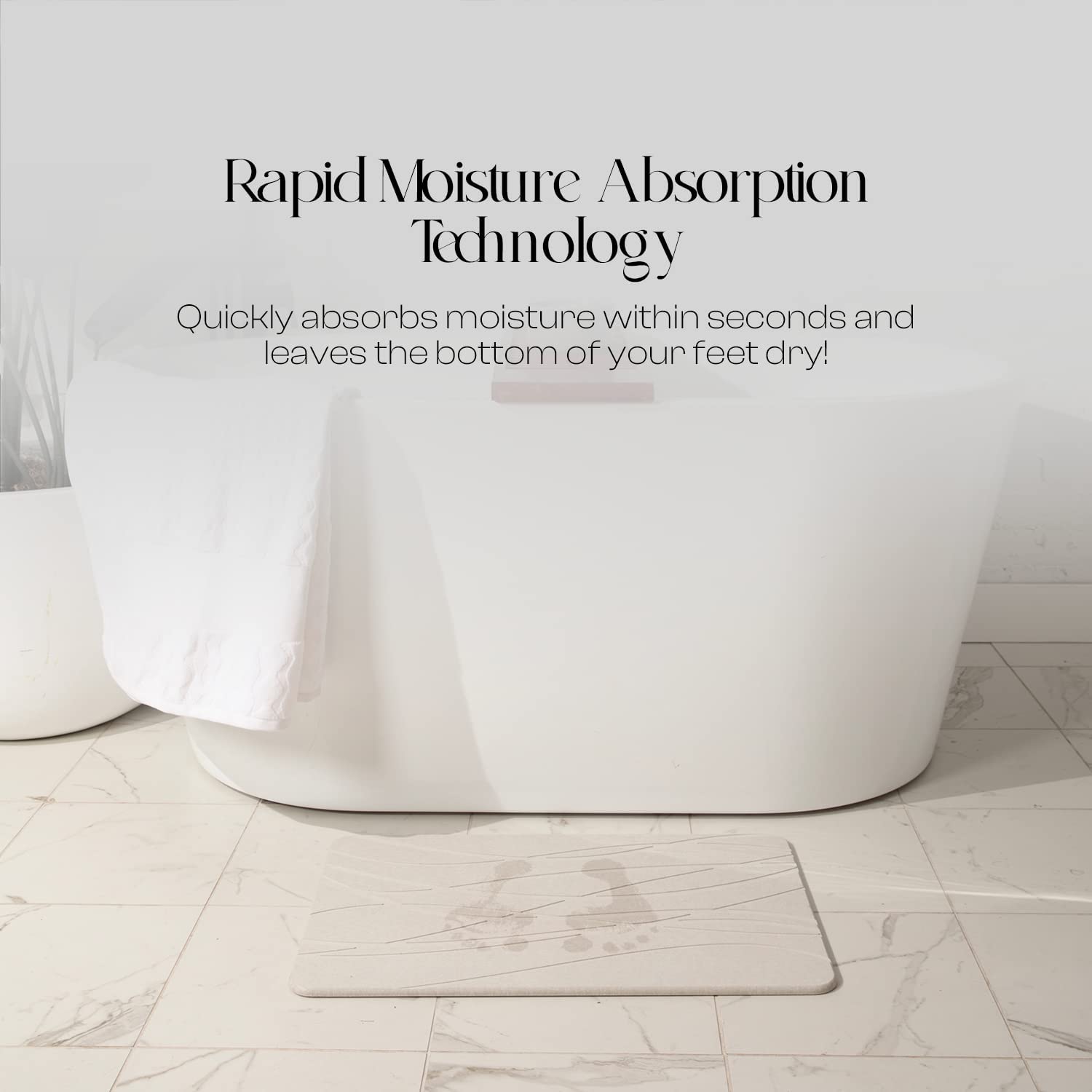 MONDANO™ Diatomaceous Earth Stone Bath Mat - Pebble White