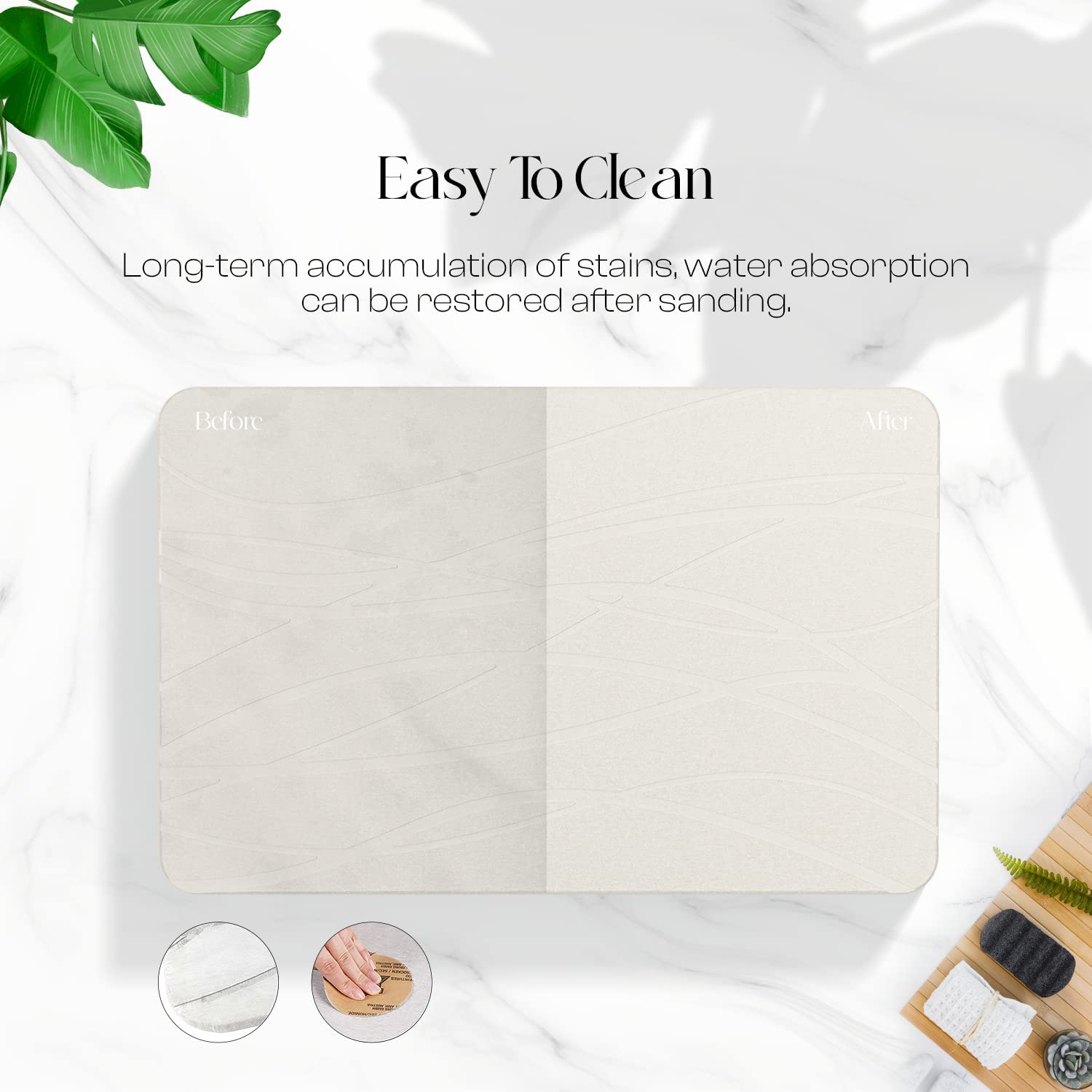 MONDANO™ Diatomaceous Earth Stone Bath Mat - Pebble White