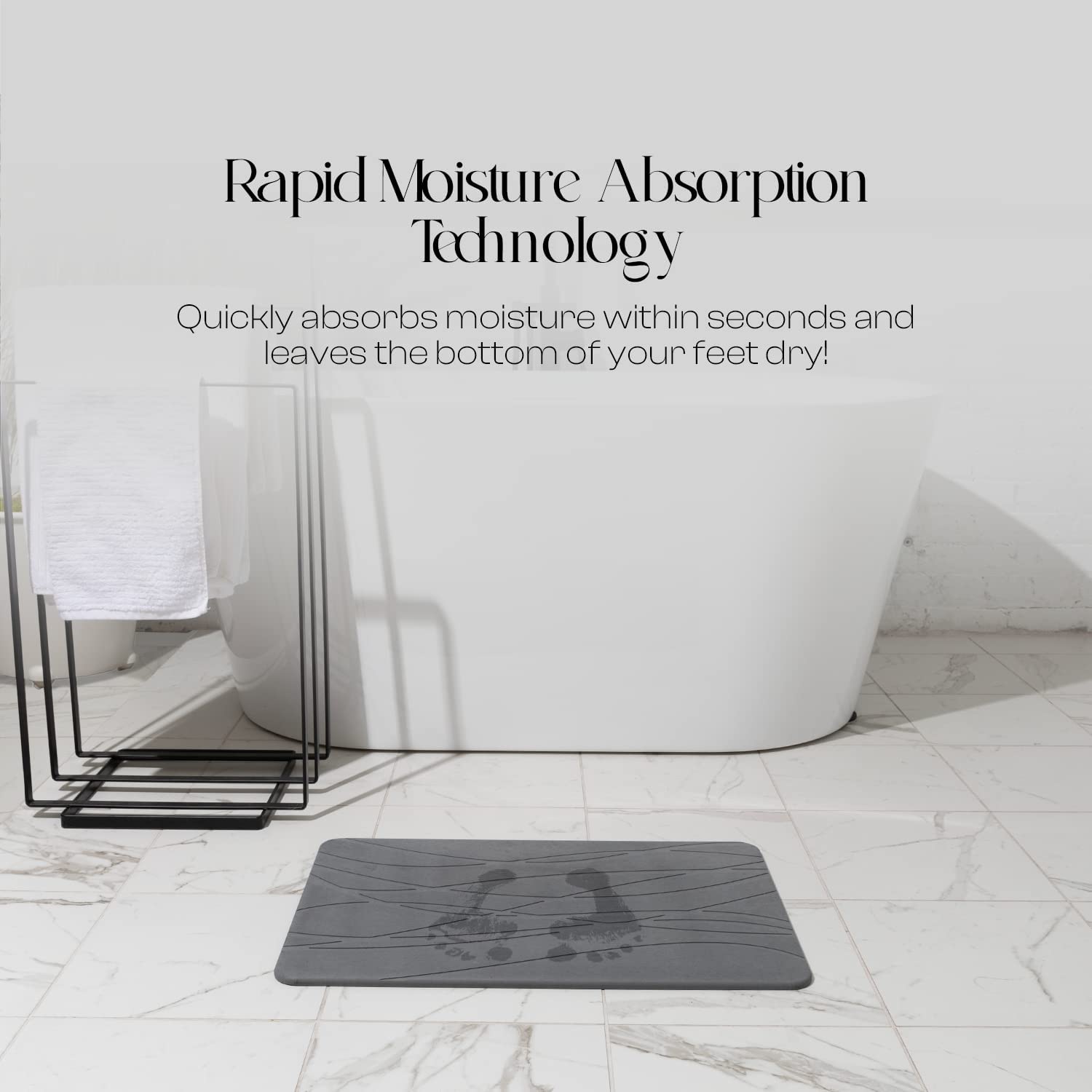 MONDANO™ Diatomaceous Earth Stone Bath Mat - Graphite Grey