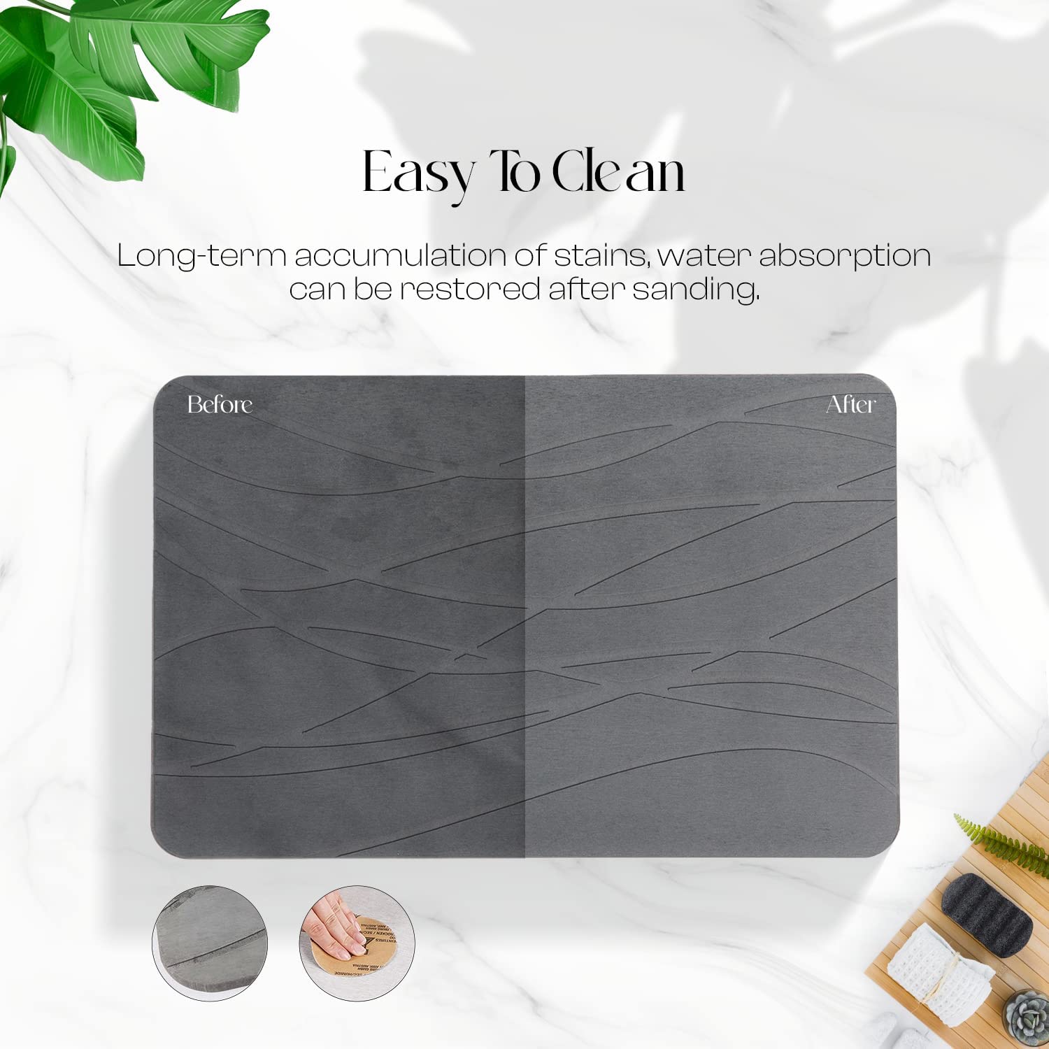 MONDANO™ Diatomaceous Earth Stone Bath Mat - Graphite Grey