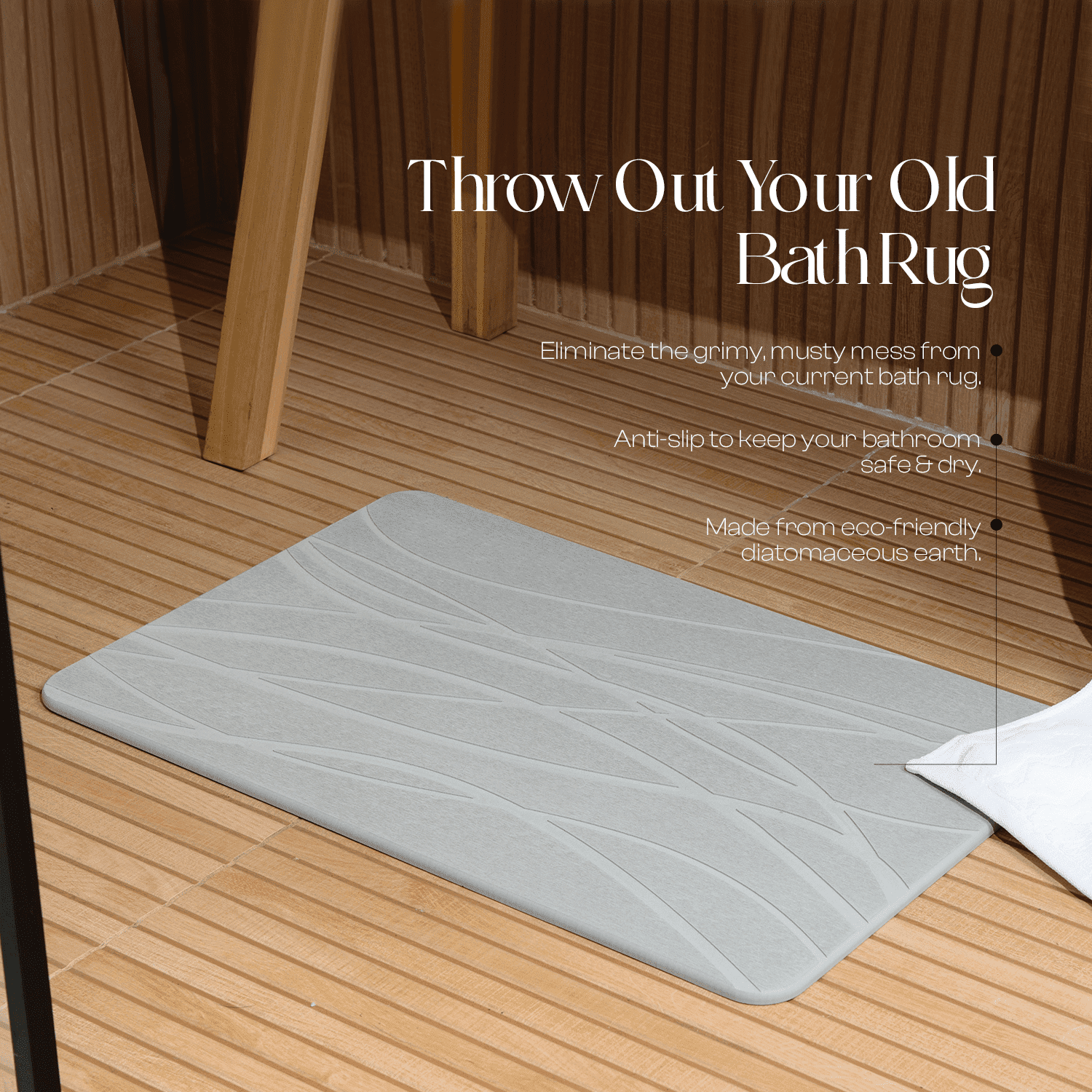 MONDANO™ Diatomaceous Earth Stone Bath Mat - Carbon Grey