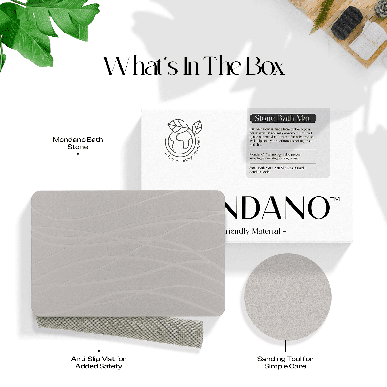 MONDANO™ Diatomaceous Earth Stone Bath Mat - Carbon Grey
