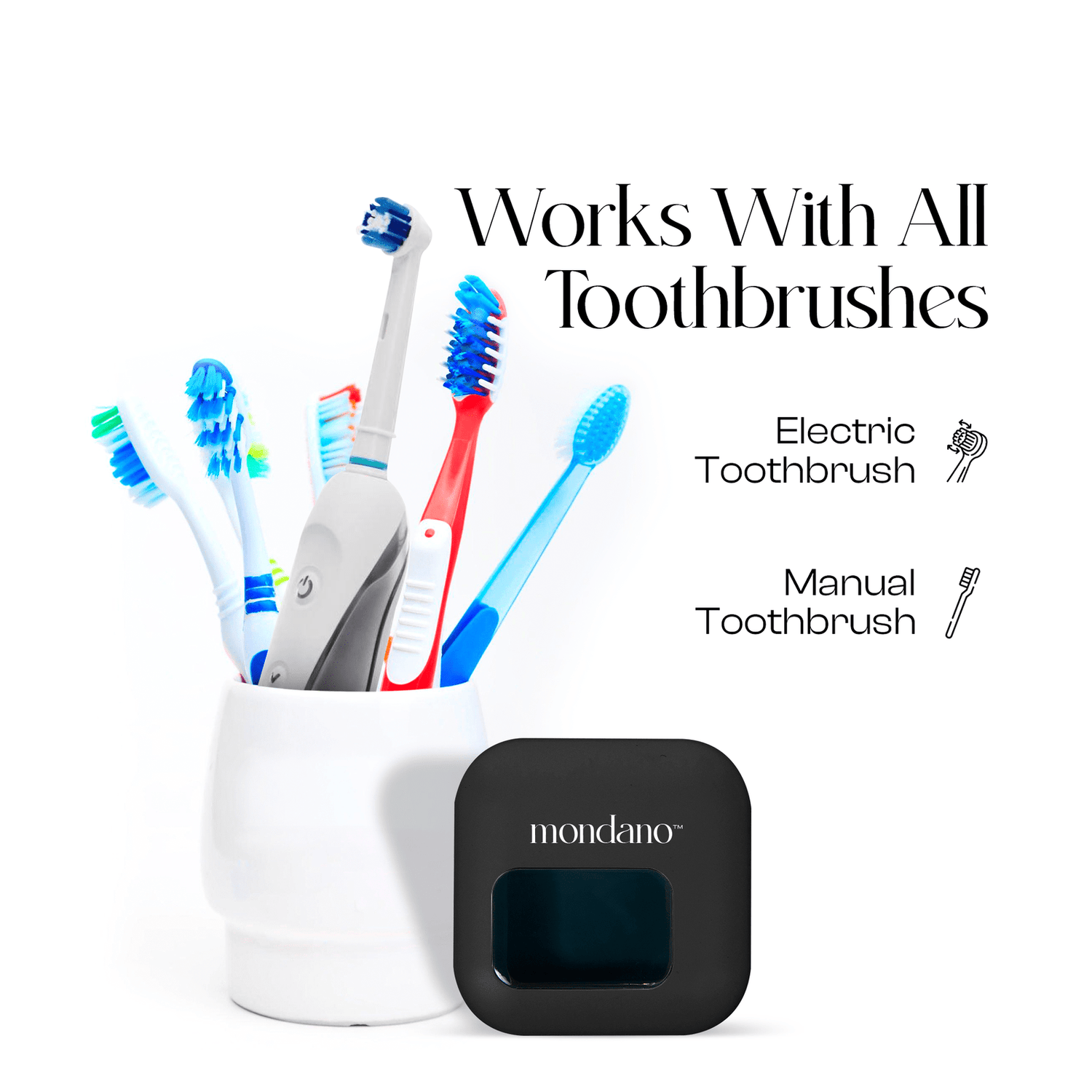 UV-C Toothbrush Sanitizer and Holder, Toothbrush Sterilizer - Manual/Electric Toothbrush Cover for Any Toothbrush Head Black