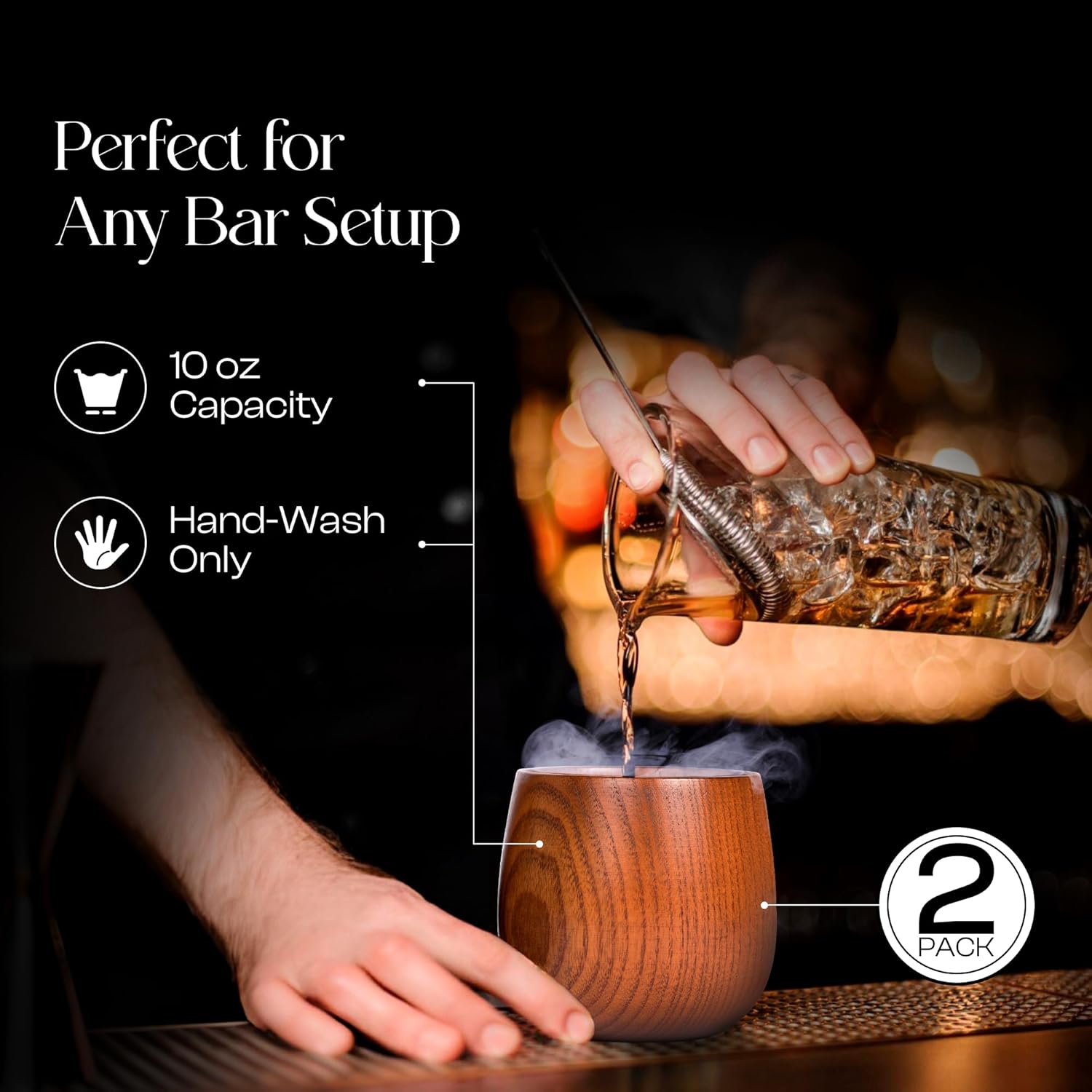 Mondano Wooden Bourbon Glasses Set of 2