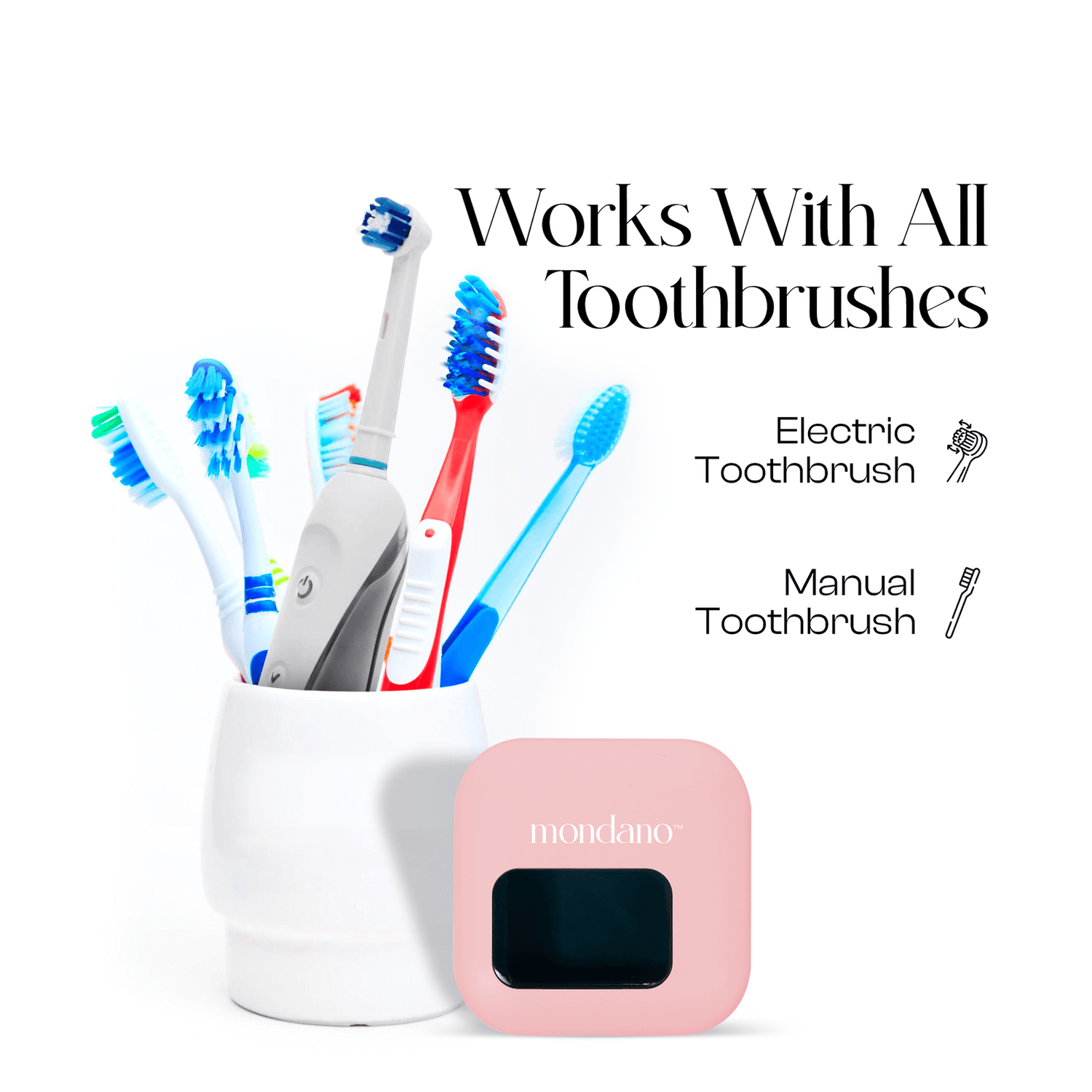 UV-C Toothbrush Sanitizer and Holder, Toothbrush Sterilizer - Manual/Electric Toothbrush Cover for Any Toothbrush Head Pink