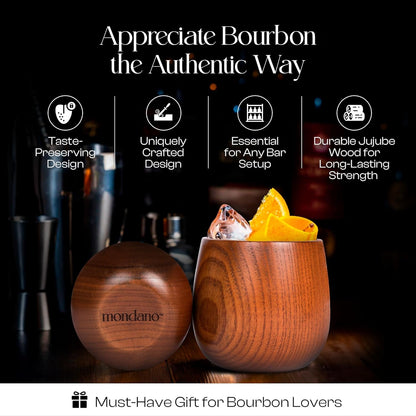 Mondano Wooden Bourbon Glasses Set of 2