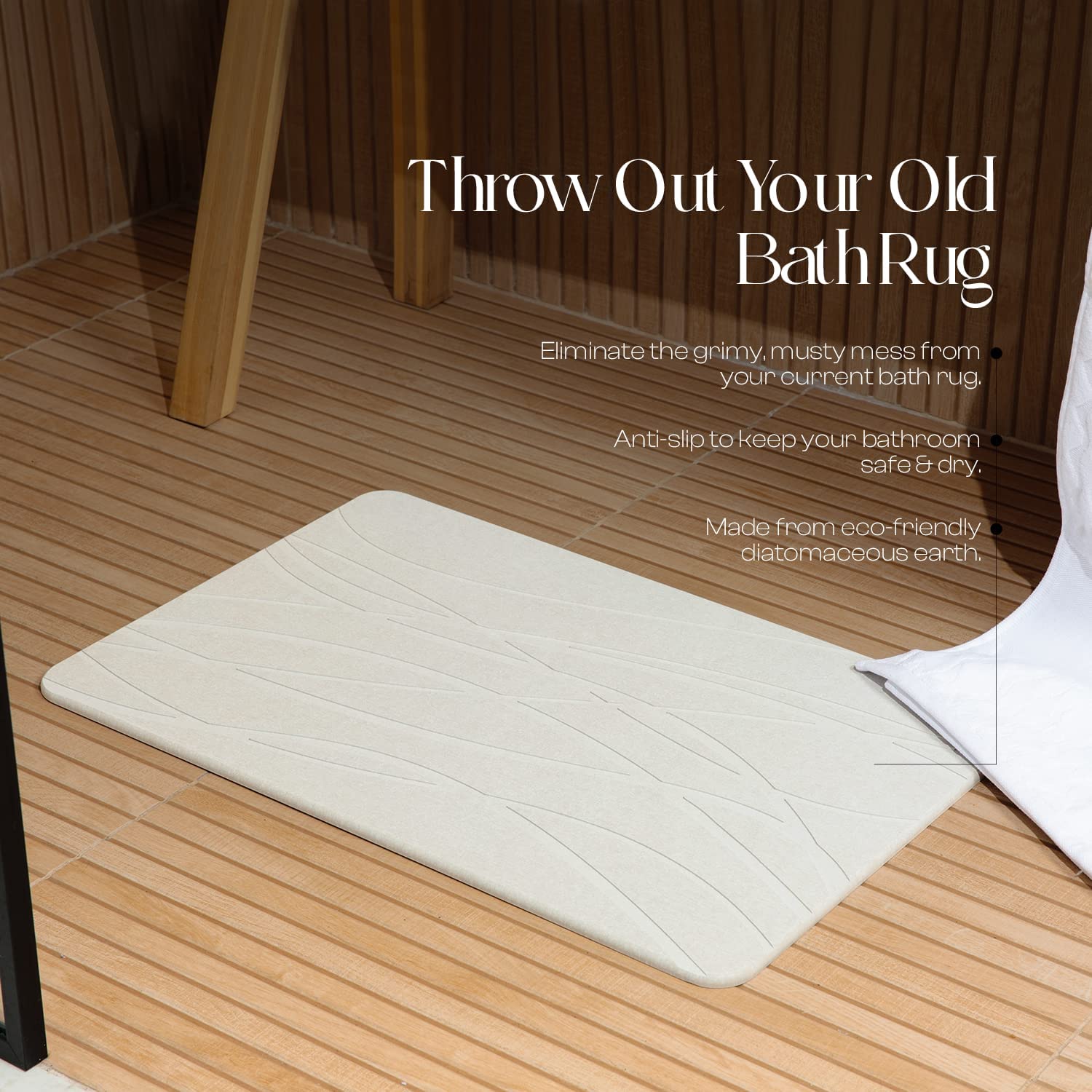 Diatomaceous Earth Stone Bath Mat - Pebble White – MONDANO™