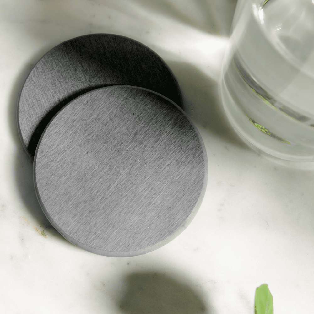 MONDANO™ Diatomaceous Earth Stone Coaster Set Graphite Grey - 4pk