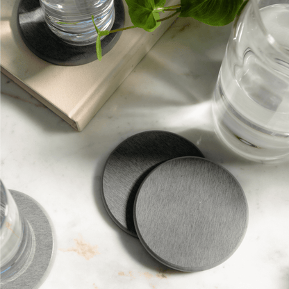 MONDANO™ Diatomaceous Earth Stone Coaster Set Graphite Grey - 4pk